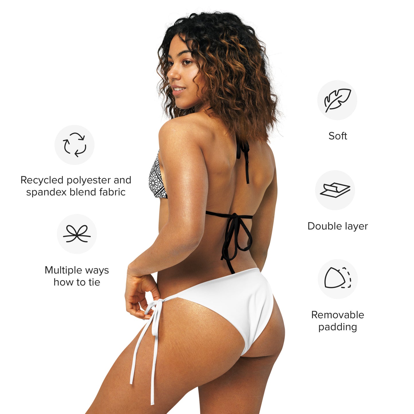 aisoi Bikini Top Modern Mosaic Blak and White