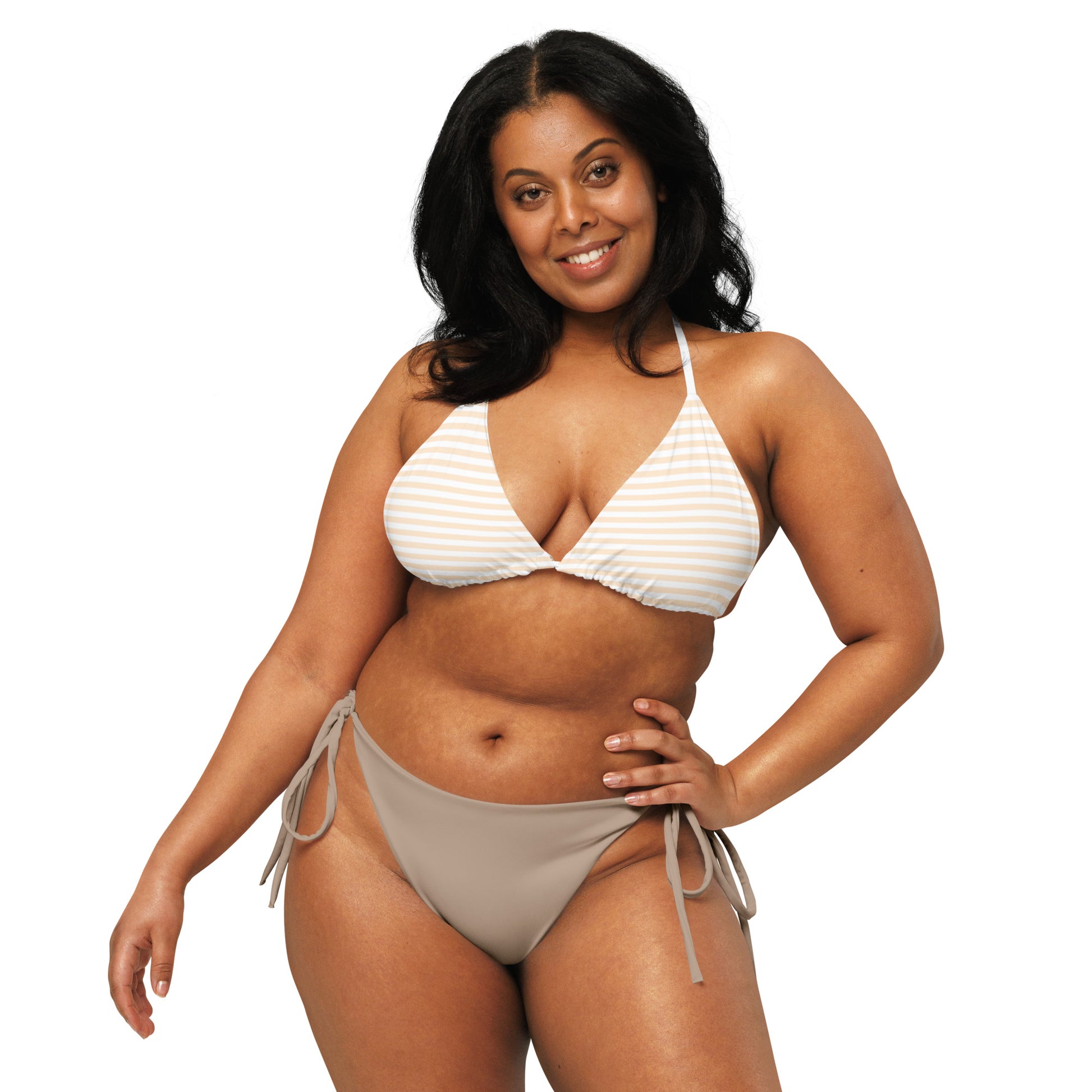 String Bikini Top | Pastel Peach - Stripes by aisoi Swimwear & Beachwear