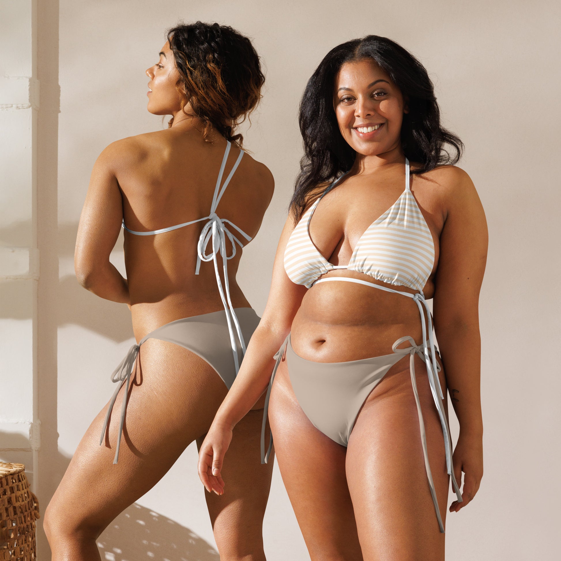 String Bikini Top | Pastel Peach - Stripes by aisoi Swimwear & Beachwear