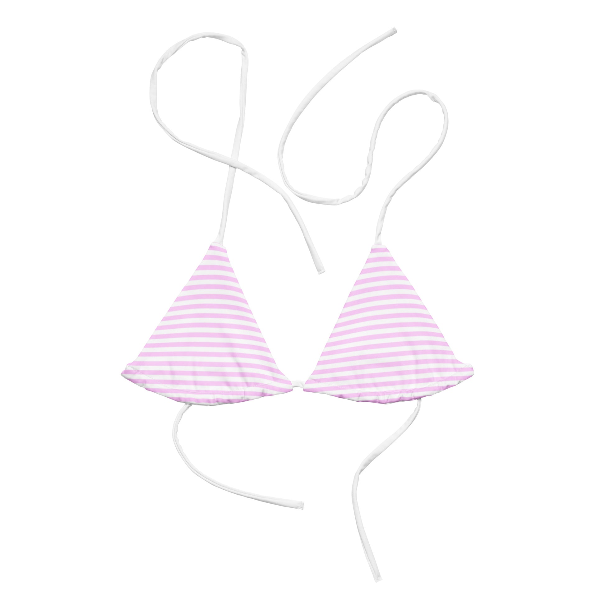 String Bikini Top | Pastel Pink - Stripes by aisoi Swimwear & Beachwear
