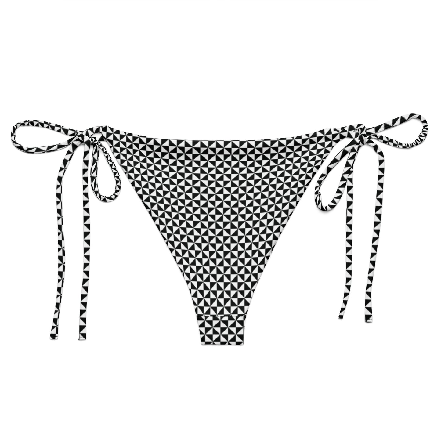 Women's String Bikini Bottom | Black & White Pinwheel