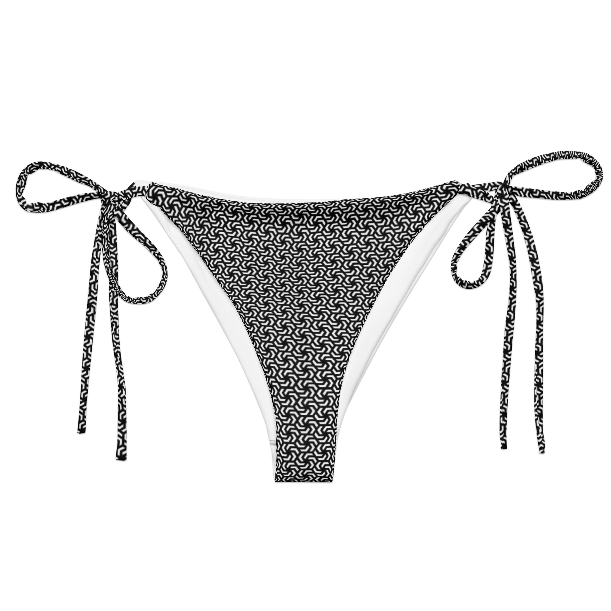 Women's Black & White Swirl String Bikini Bottom