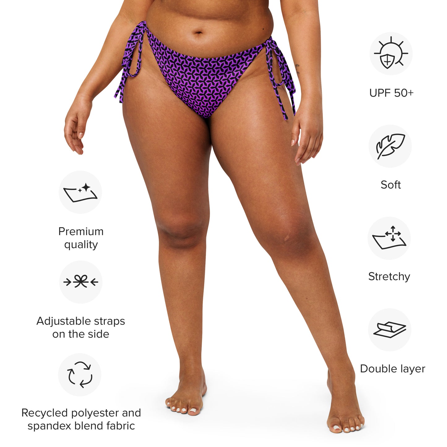 Woman in an aisoi String Bikini Bottom | Propeller Magenta