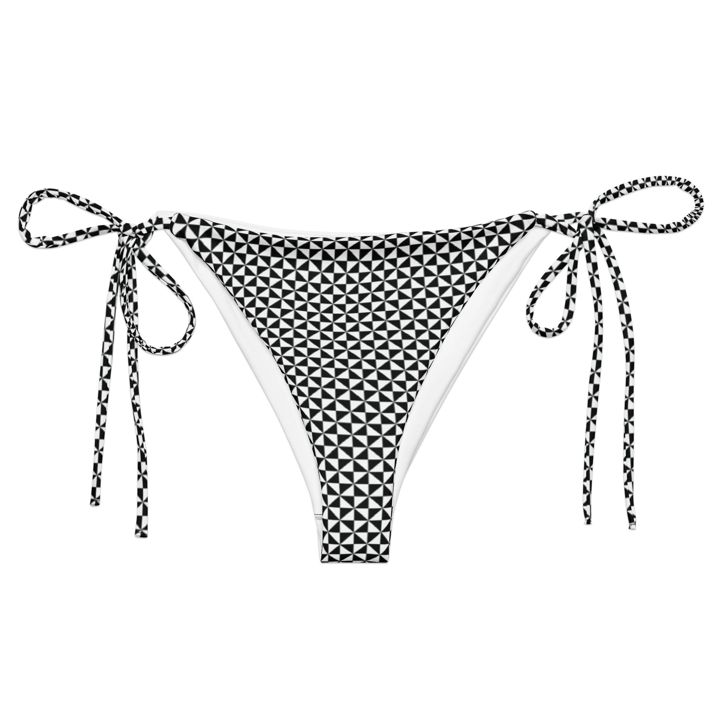Women's String Bikini Bottom | Black & White Pinwheel