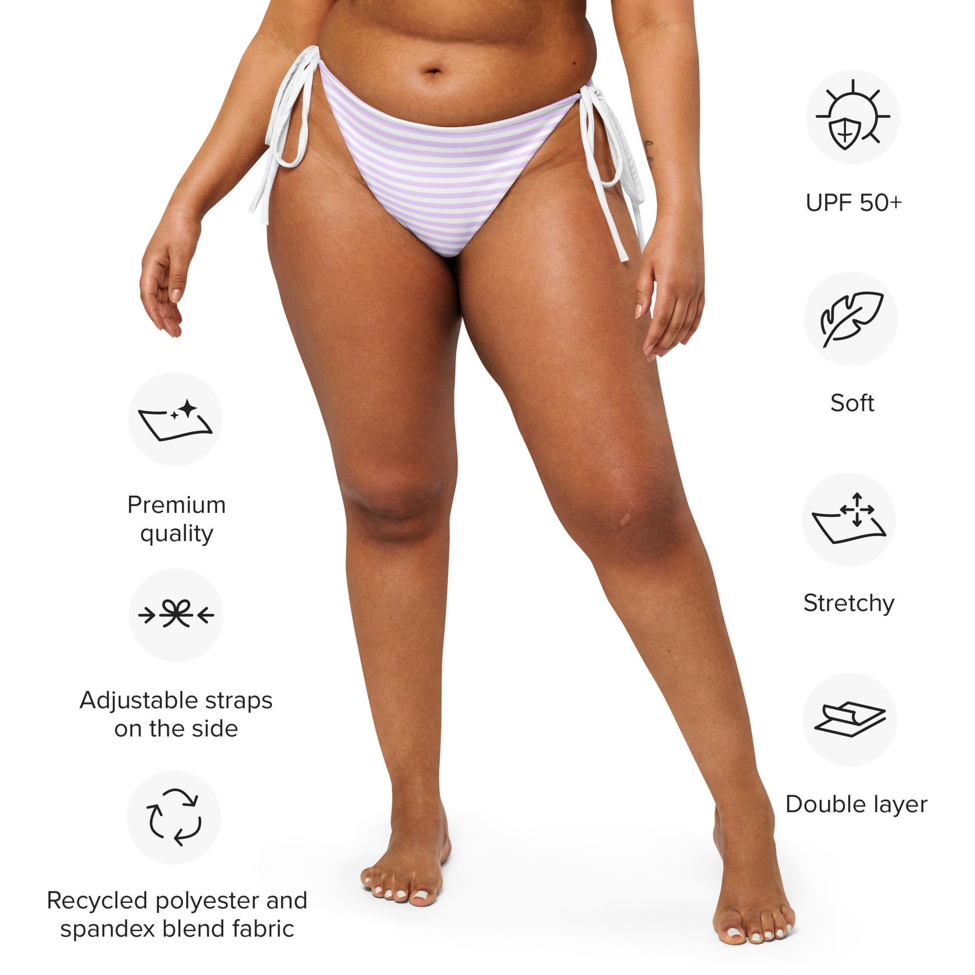 String Bikini Bottom | Pastel Lilac - Stripes by aisoi Swimwear & Beachwear