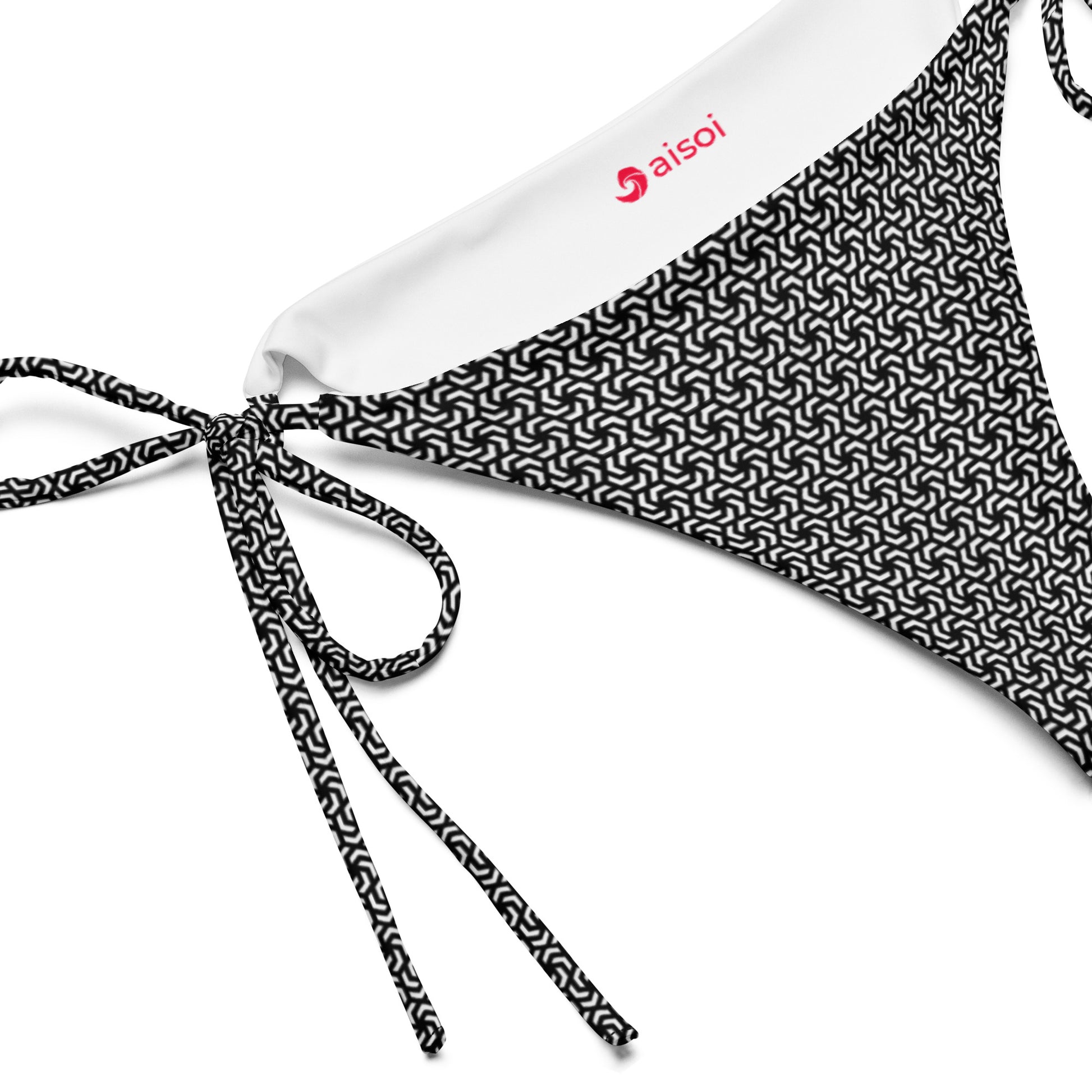 Women's Black & White Swirl String Bikini Bottom