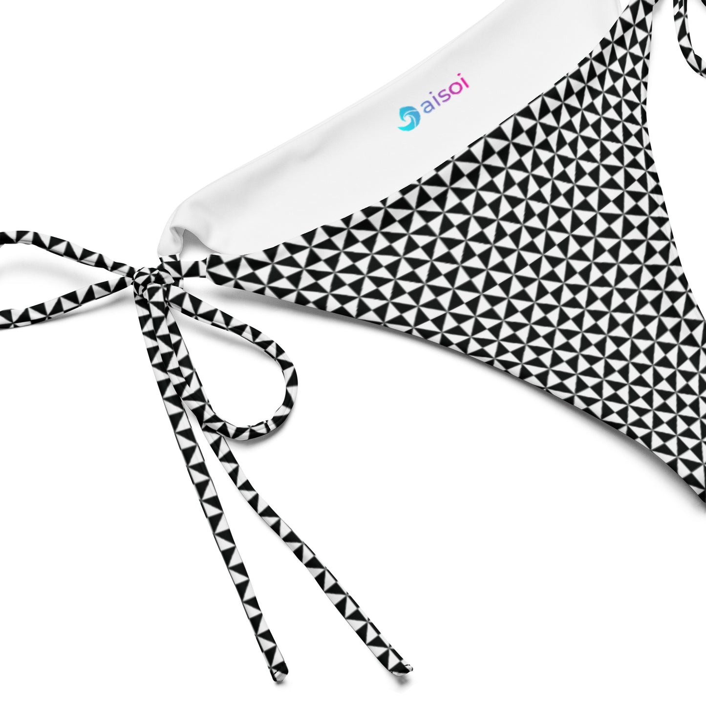 Women's String Bikini Bottom | Black & White Pinwheel - Label