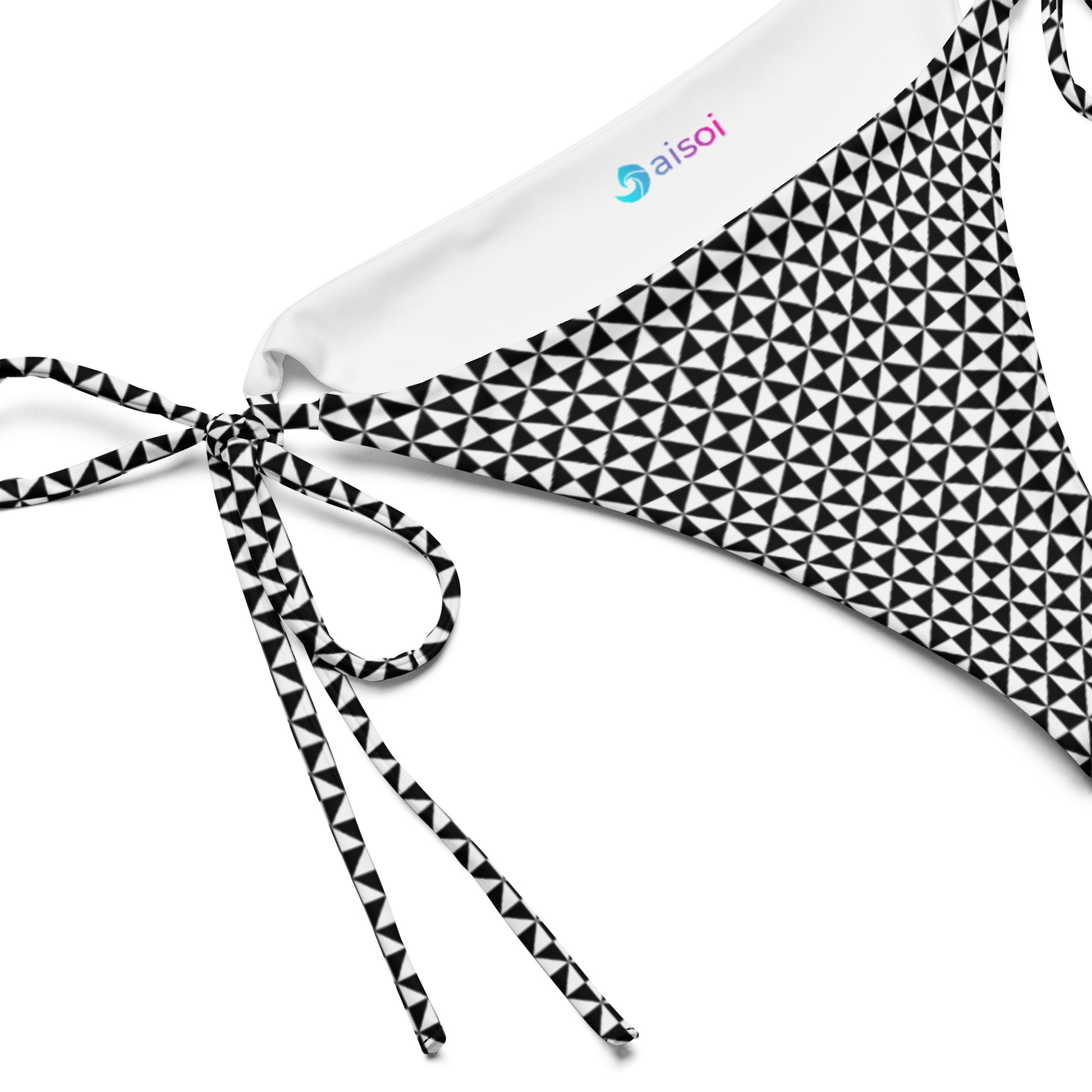 Women's String Bikini Bottom | Black & White Pinwheel - Label