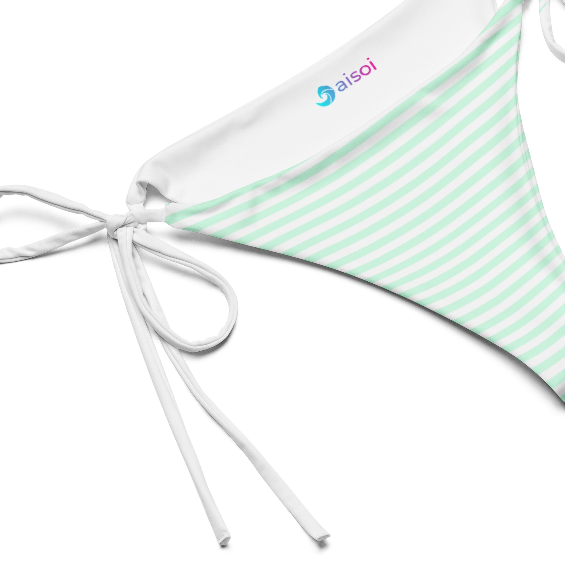 String Bikini Bottom | Pastel Mint - Stripes by aisoi Swimwear & Beachwear