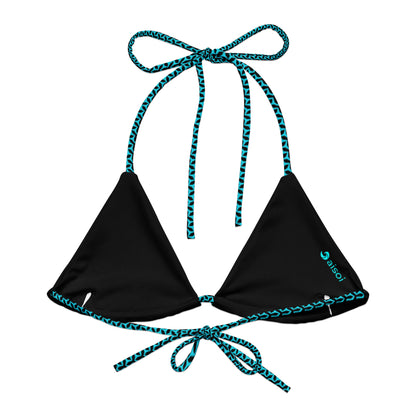 Women's String Bikini Top |  Propeller Cyan - back view