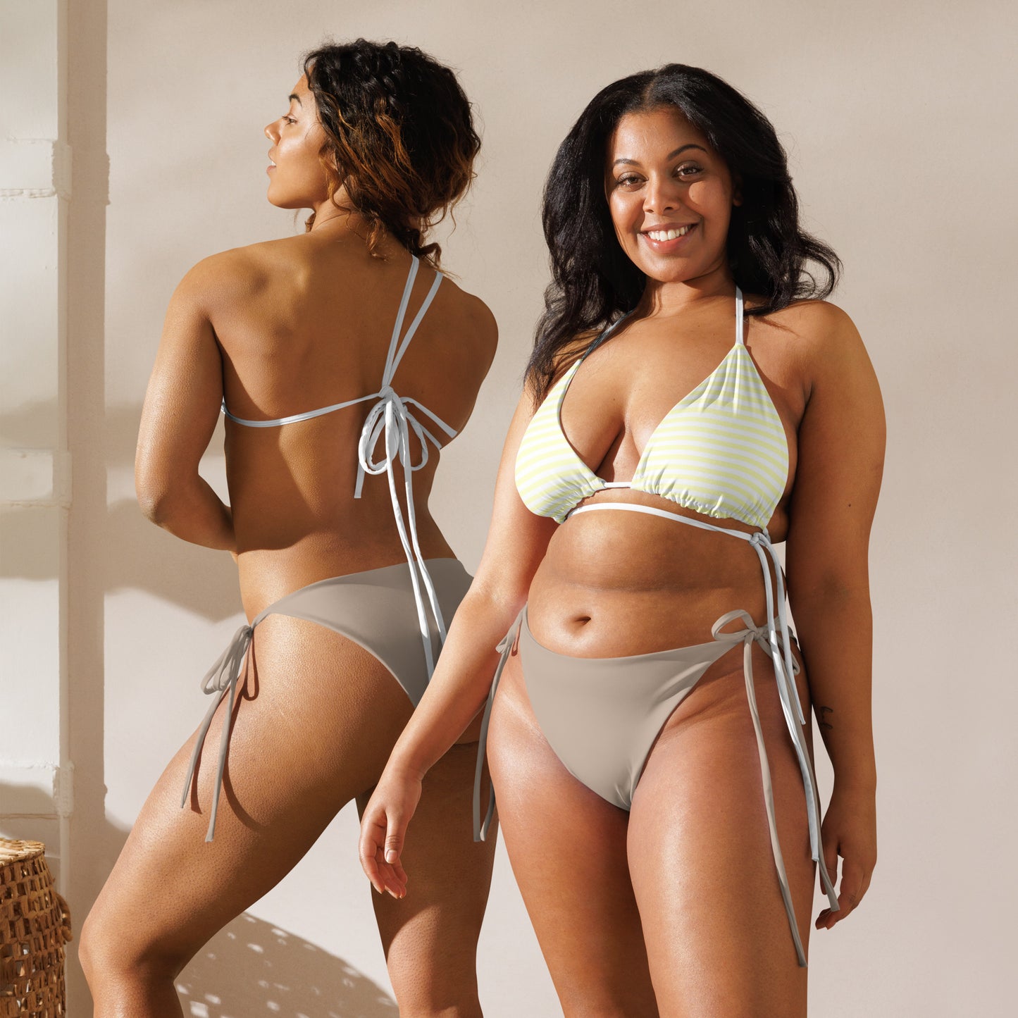 String Bikini Top | Pastel Lemon - Stripes by aisoi Swimwear & Beachwear